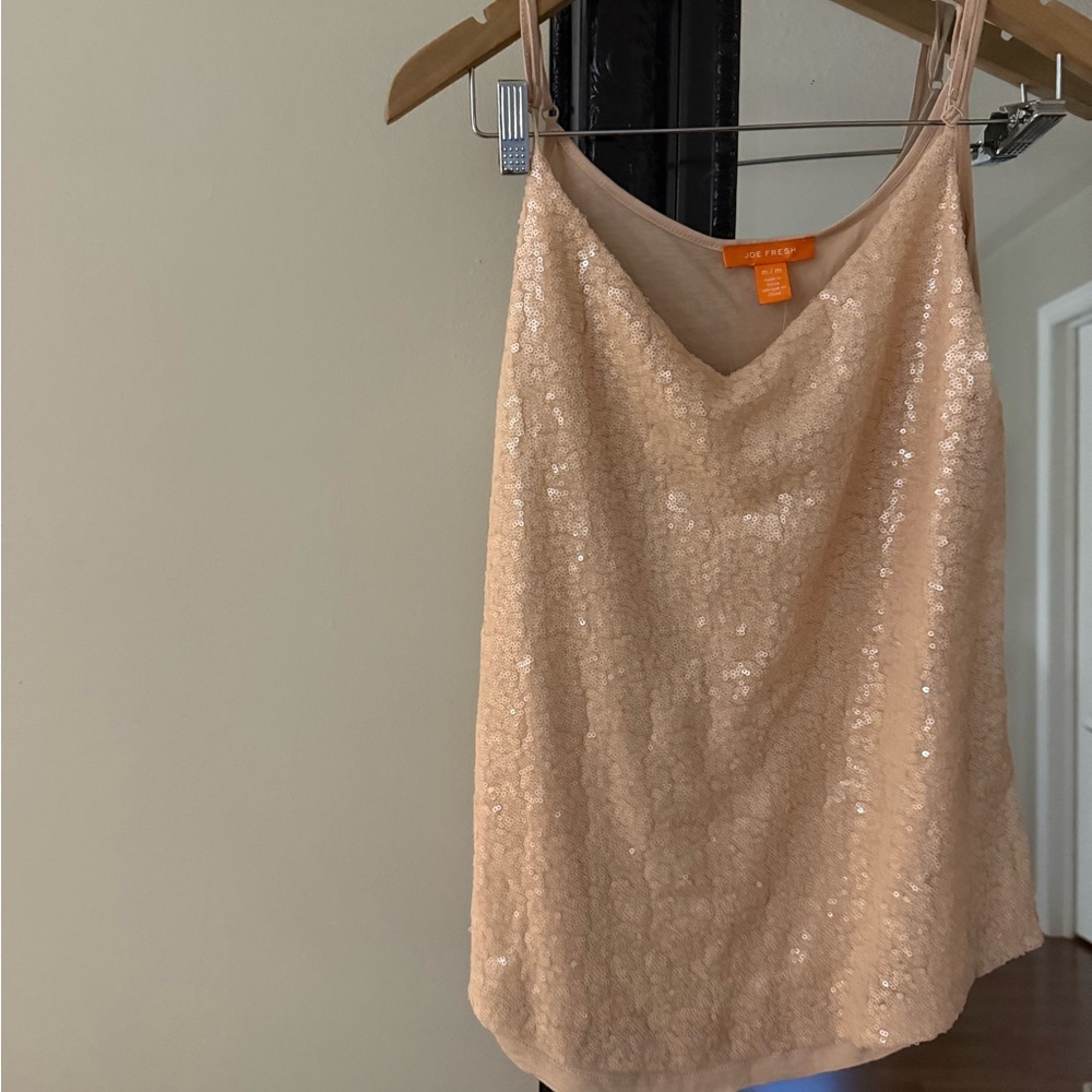 Joe Fresh Sequin Beige Tank Top